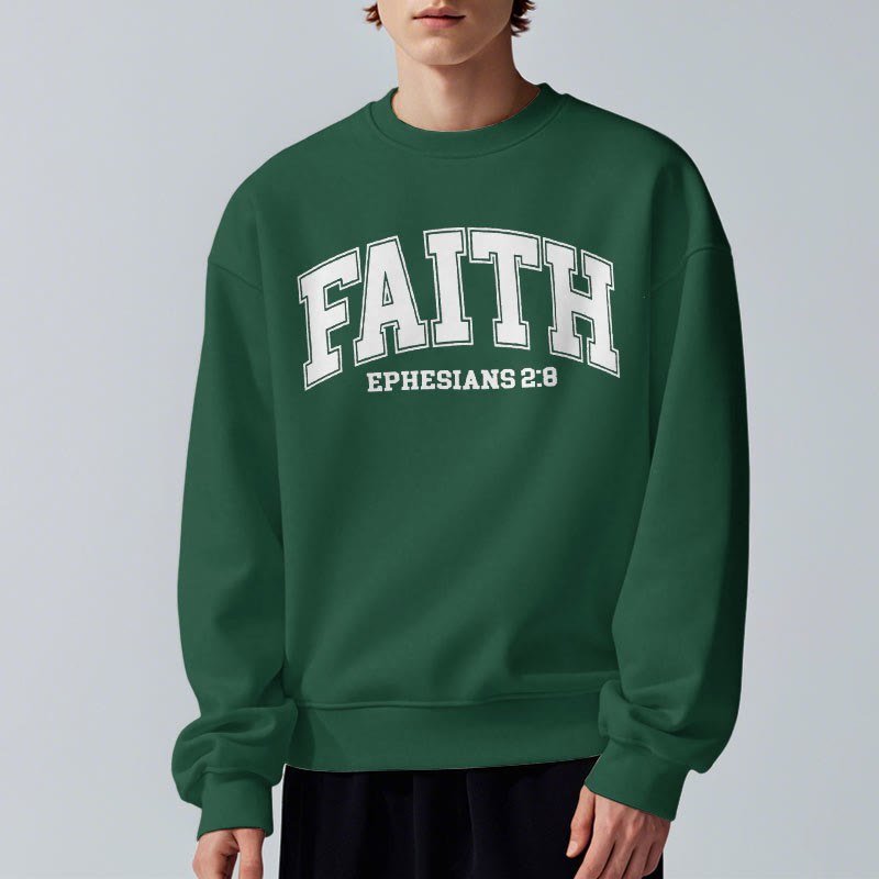 Christianartworkshop Modern Style Faith Ephesians 2 : 8 Fleece Lined Polyester Sweatshirt - image 2
