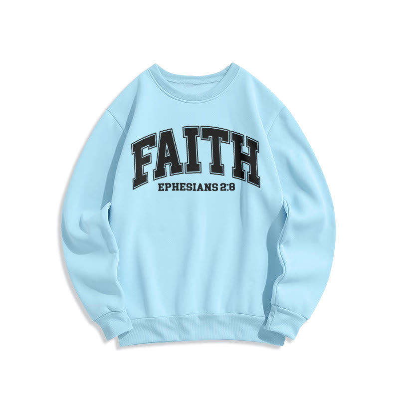 Christianartworkshop Modern Style Faith Ephesians 2 : 8 Fleece Lined Polyester Sweatshirt - Blue - 2XL - image 26