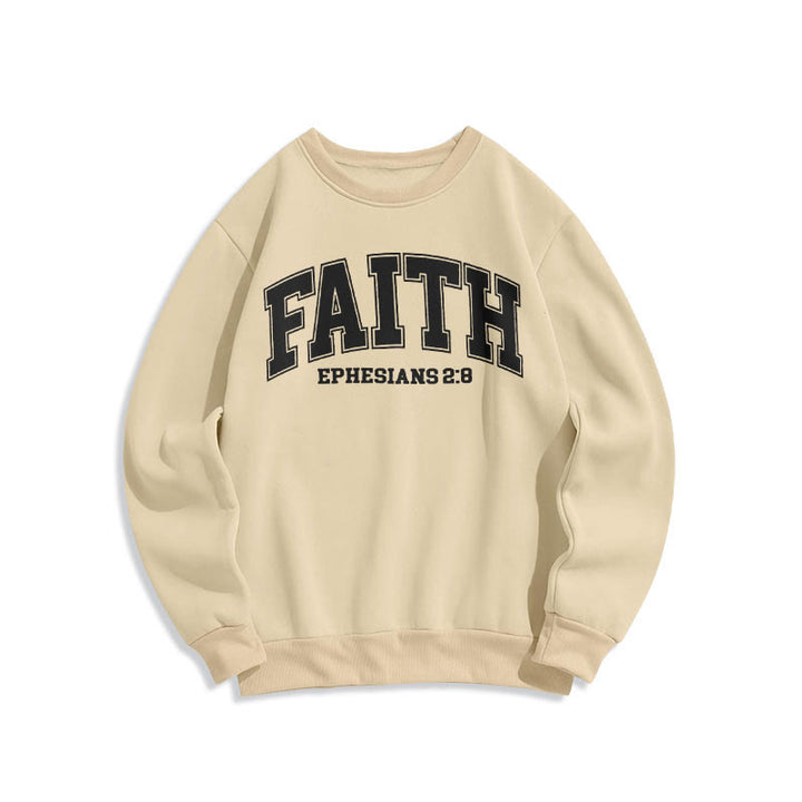 Christianartworkshop Modern Style Faith Ephesians 2 : 8 Fleece Lined Polyester Sweatshirt - Beige - 2XL - image 16