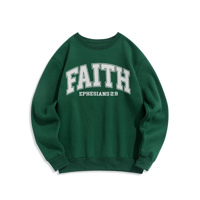 Christianartworkshop Modern Style Faith Ephesians 2 : 8 Fleece Lined Polyester Sweatshirt - Green - 2XL - image 1