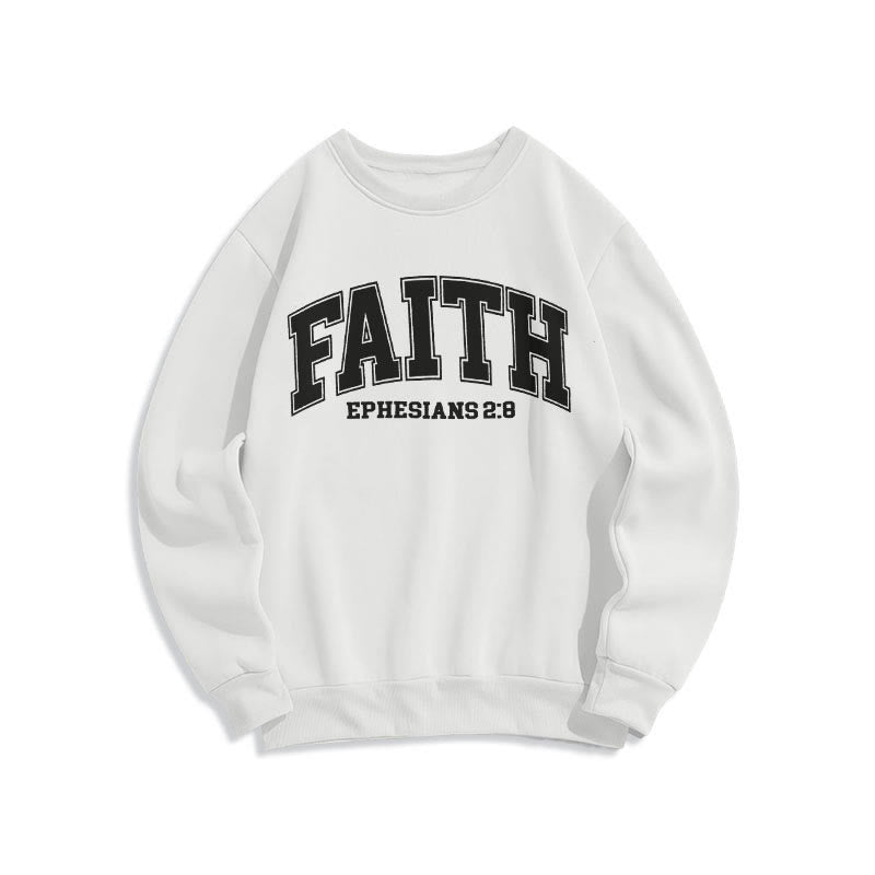 Christianartworkshop Modern Style Faith Ephesians 2 : 8 Fleece Lined Polyester Sweatshirt - White - 2XL - image 11