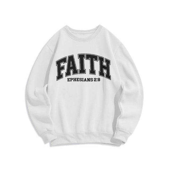 Christianartworkshop Modern Style Faith Ephesians 2 : 8 Fleece Lined Polyester Sweatshirt - White - 2XL - image 11
