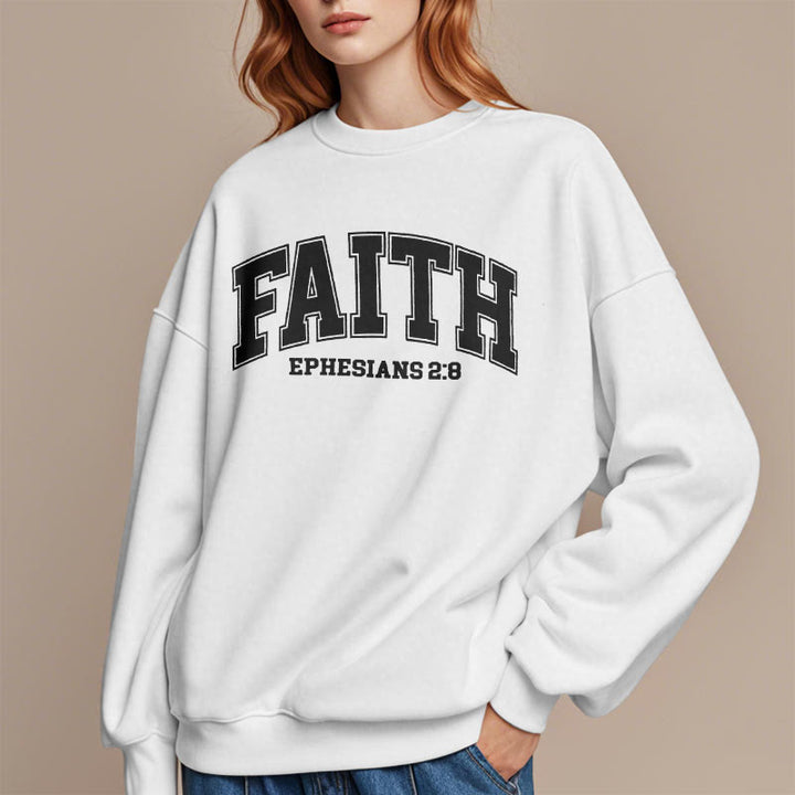 Christianartworkshop Modern Style Faith Ephesians 2 : 8 Fleece Lined Polyester Sweatshirt - image 14