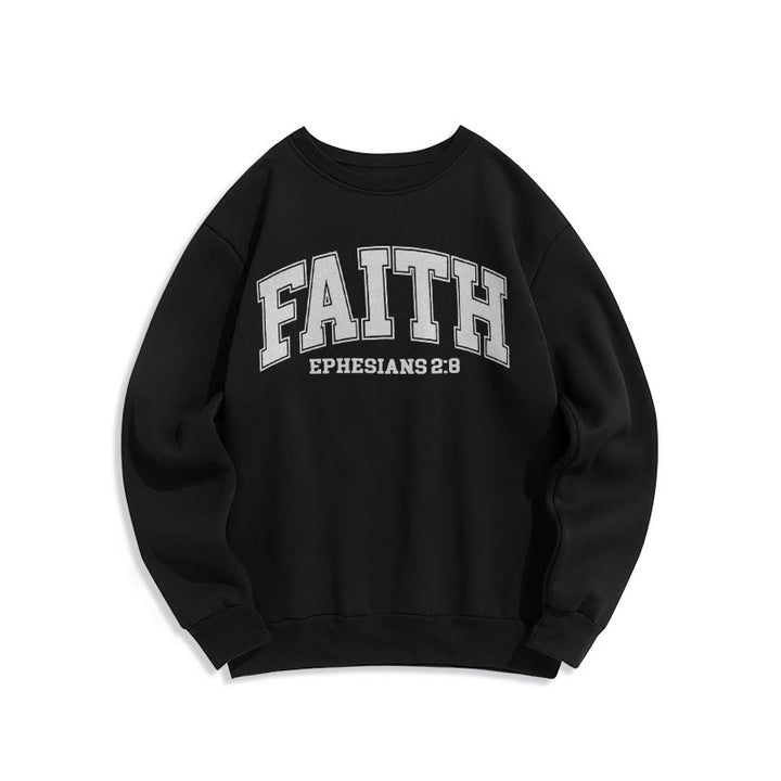 Christianartworkshop Modern Style Faith Ephesians 2 : 8 Fleece Lined Polyester Sweatshirt - Black - 2XL - image 6