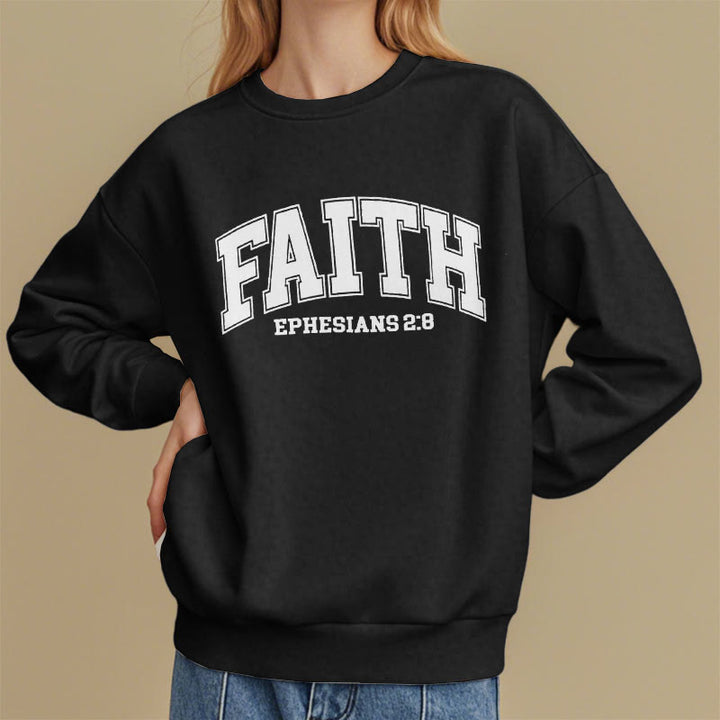 Christianartworkshop Modern Style Faith Ephesians 2 : 8 Fleece Lined Polyester Sweatshirt - image 9