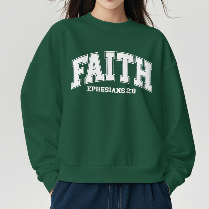 Christianartworkshop Modern Style Faith Ephesians 2 : 8 Fleece Lined Polyester Sweatshirt - image 3