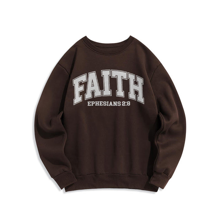 Christianartworkshop Modern Style Faith Ephesians 2 : 8 Fleece Lined Polyester Sweatshirt - Brown - 2XL - image 21