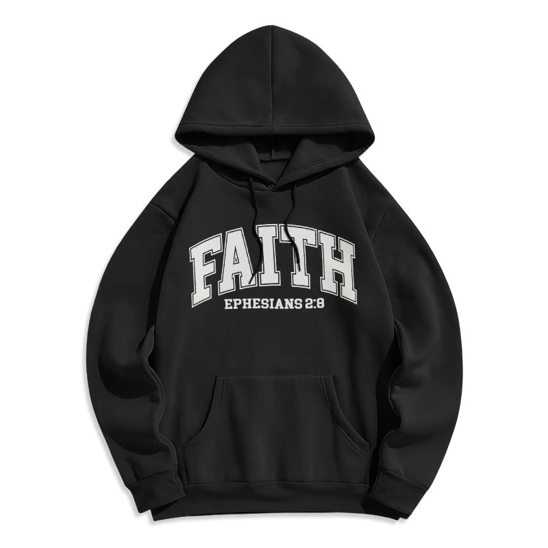 Christianartworkshop Modern Style Faith Ephesians 2 : 8 Fleece Lined Polyester Hoodie - Black - 2XL - image 6