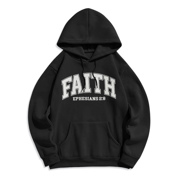Christianartworkshop Modern Style Faith Ephesians 2 : 8 Fleece Lined Polyester Hoodie - Black - 2XL - image 6