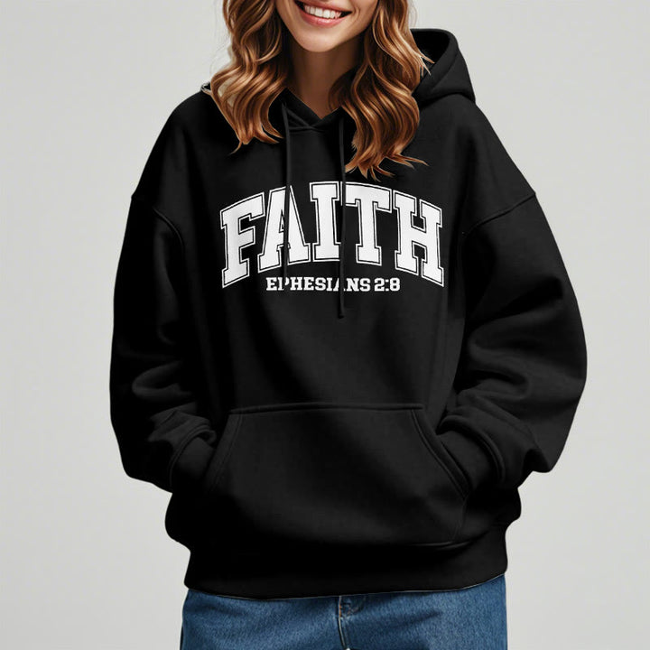 Christianartworkshop Modern Style Faith Ephesians 2 : 8 Fleece Lined Polyester Hoodie - image 7