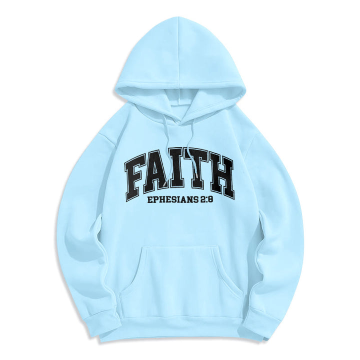Christianartworkshop Modern Style Faith Ephesians 2 : 8 Fleece Lined Polyester Hoodie - Blue - 2XL - image 31