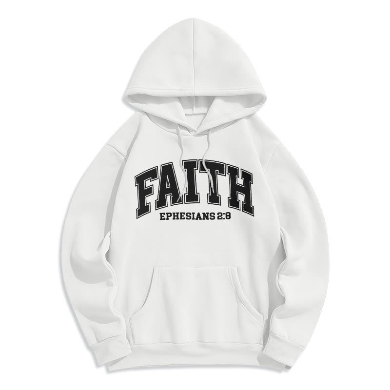 Christianartworkshop Modern Style Faith Ephesians 2 : 8 Fleece Lined Polyester Hoodie - White - 2XL - image 11
