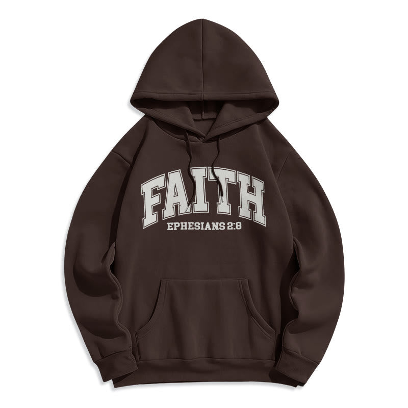 Christianartworkshop Modern Style Faith Ephesians 2 : 8 Fleece Lined Polyester Hoodie - Brown - 2XL - image 21