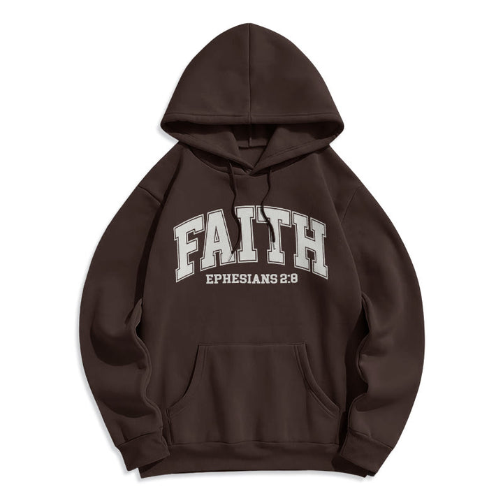 Christianartworkshop Modern Style Faith Ephesians 2 : 8 Fleece Lined Polyester Hoodie - Brown - 2XL - image 21