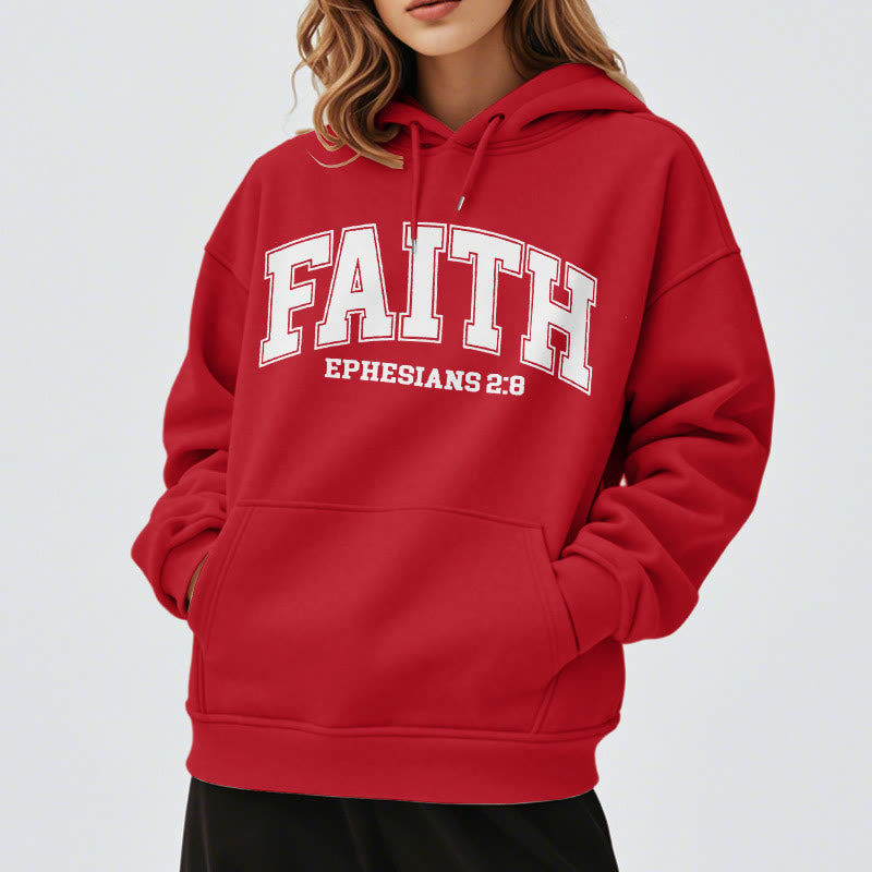 Christianartworkshop Modern Style Faith Ephesians 2 : 8 Fleece Lined Polyester Hoodie - image 3