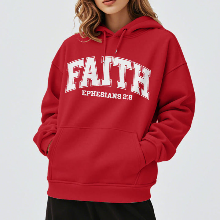 Christianartworkshop Modern Style Faith Ephesians 2 : 8 Fleece Lined Polyester Hoodie - image 2