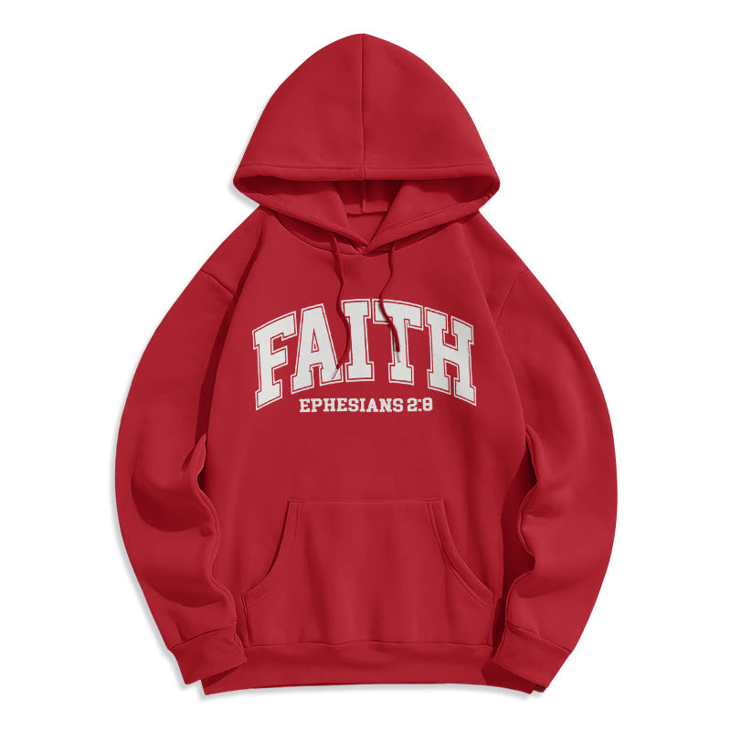 Christianartworkshop Modern Style Faith Ephesians 2 : 8 Fleece Lined Polyester Hoodie - Red - 2XL - image 1