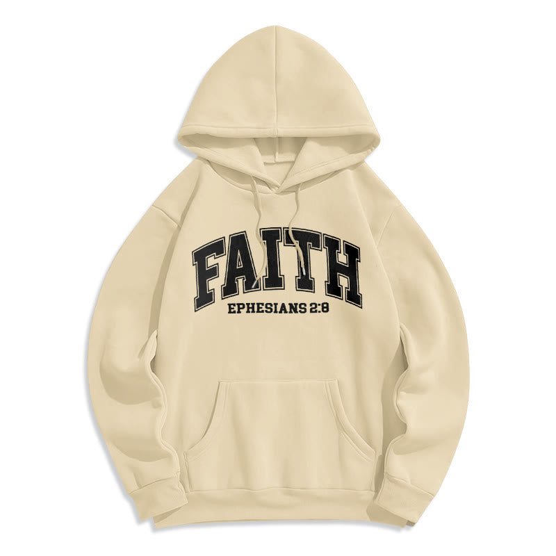 Christianartworkshop Modern Style Faith Ephesians 2 : 8 Fleece Lined Polyester Hoodie - Beige - 2XL - image 15