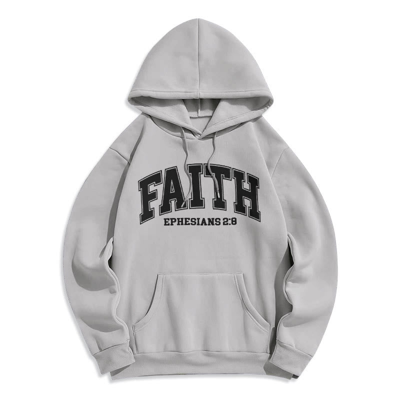 Christianartworkshop Modern Style Faith Ephesians 2 : 8 Fleece Lined Polyester Hoodie - Grey - 2XL - image 36