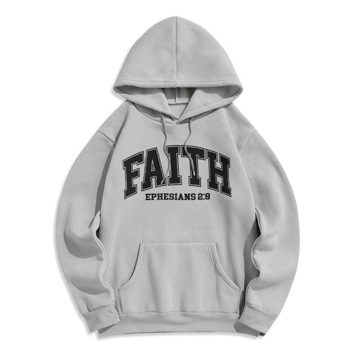 Christianartworkshop Modern Style Faith Ephesians 2 : 8 Fleece Lined Polyester Hoodie - Grey - 2XL - image 36