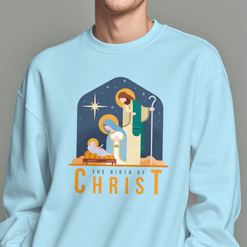 Christianartworkshop Colored Style Birth Of Christ Nativity Scene Fleece Lined Polyester Sweatshirt - image 2