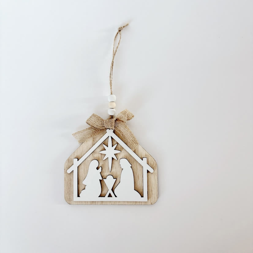 Christianartworkshop Minimalist Style Nativity Scene Silhouette Christmas Nativity Hanging Ornaments - image 4