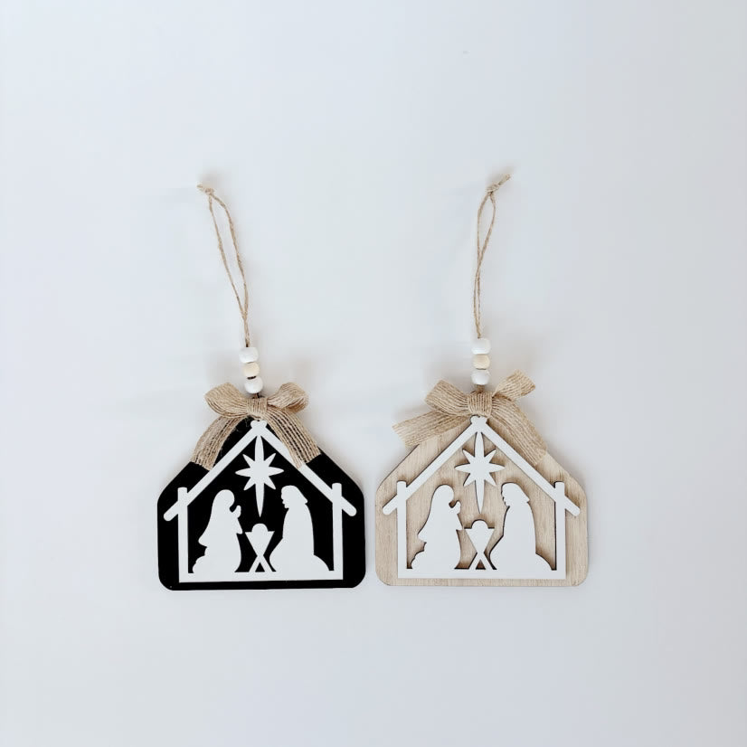 Christianartworkshop Minimalist Style Nativity Scene Silhouette Christmas Nativity Hanging Ornaments - image 5