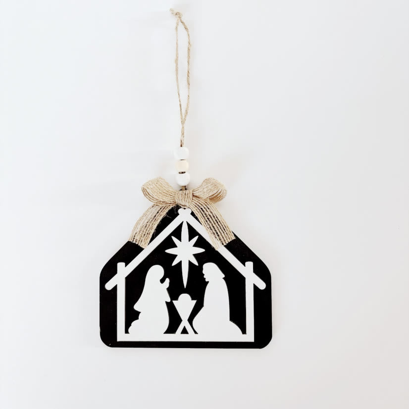Christianartworkshop Minimalist Style Nativity Scene Silhouette Christmas Nativity Hanging Ornaments - image 2