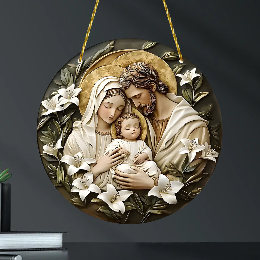 Christianartworkshop Classic Style Nativity Scene Floral Acrylic Christmas Nativity Hanging Ornaments - image 4