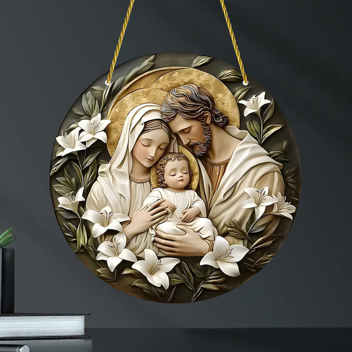 Christianartworkshop Classic Style Nativity Scene Floral Acrylic Christmas Nativity Hanging Ornaments - image 4