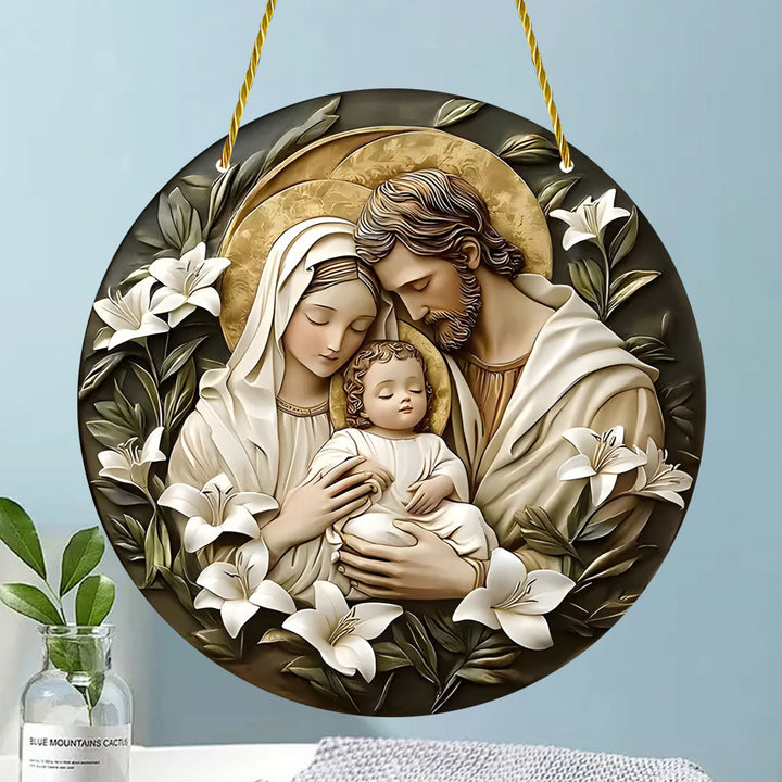 Christianartworkshop Classic Style Nativity Scene Floral Acrylic Christmas Nativity Hanging Ornaments - image 3