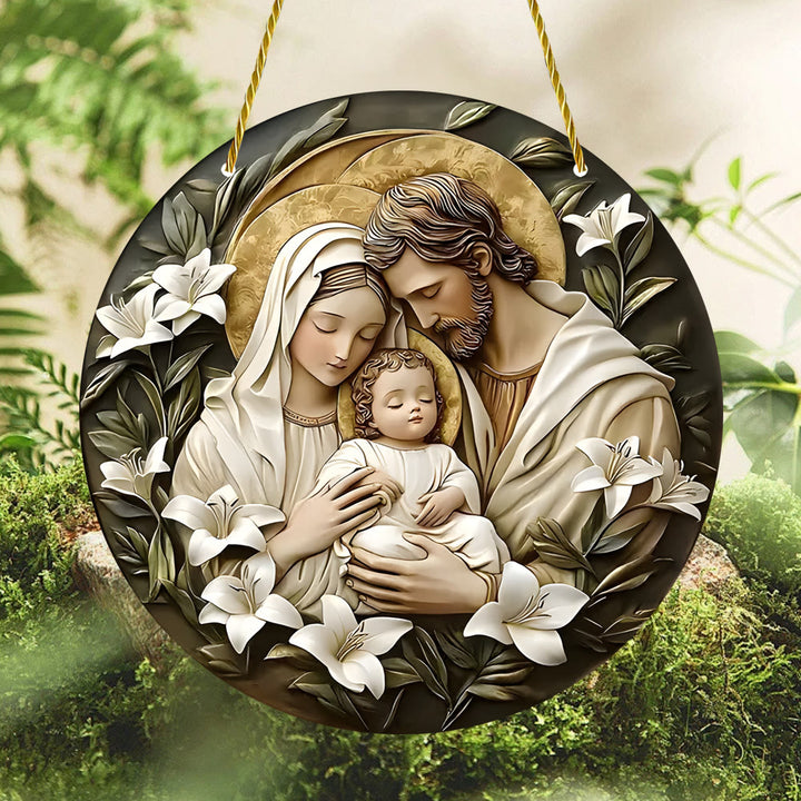Christianartworkshop Classic Style Nativity Scene Floral Acrylic Christmas Nativity Hanging Ornaments - image 2