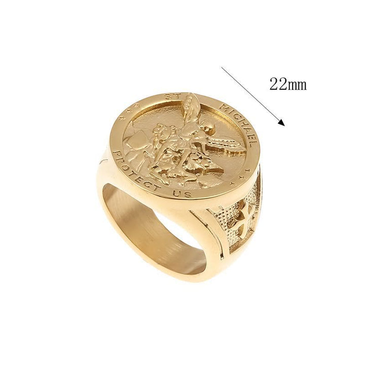 Christianartworkshop Classic Style Michael The Archangel Protect Us Devine Faith Ring - image 3