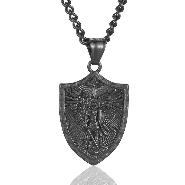 Christianartworkshop Modern Style Michael The Archangel Shield Devine Guardian Pendant Necklace - Black - image 9