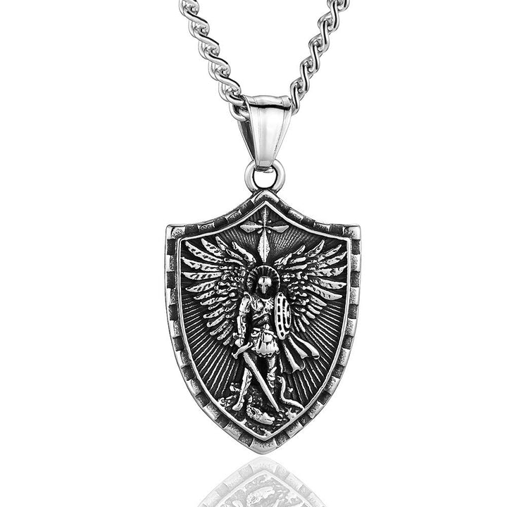 Christianartworkshop Modern Style Michael The Archangel Shield Devine Guardian Pendant Necklace - Silver - image 8