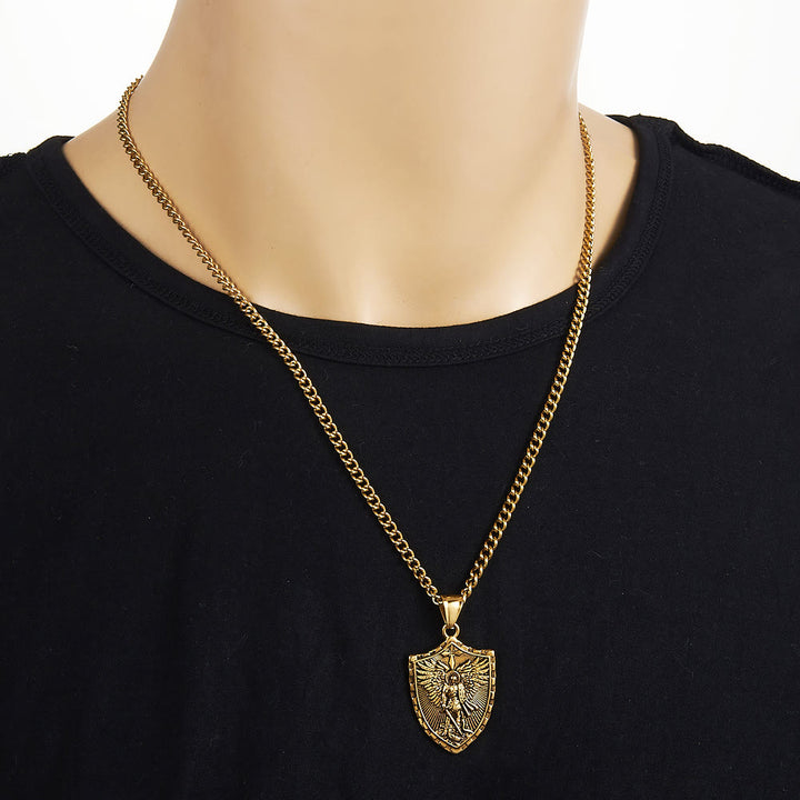Christianartworkshop Modern Style Michael The Archangel Shield Devine Guardian Pendant Necklace - image 5
