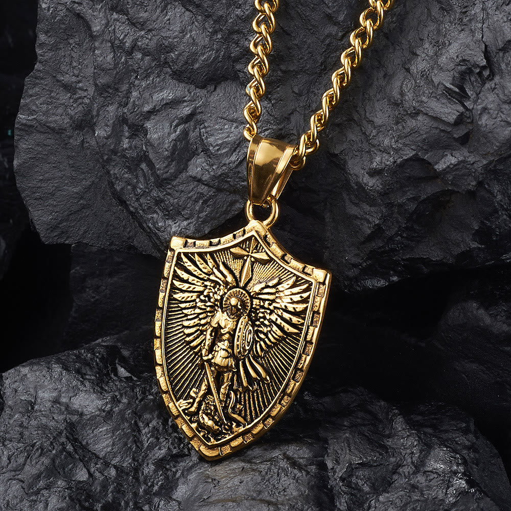 Christianartworkshop Modern Style Michael The Archangel Shield Devine Guardian Pendant Necklace - image 2