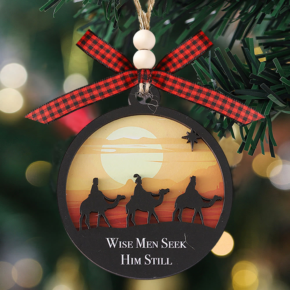 Christianartworkshop Classic Colored Style Wise Man Seek Him Still Christmas Hanging Ornaments - image 2