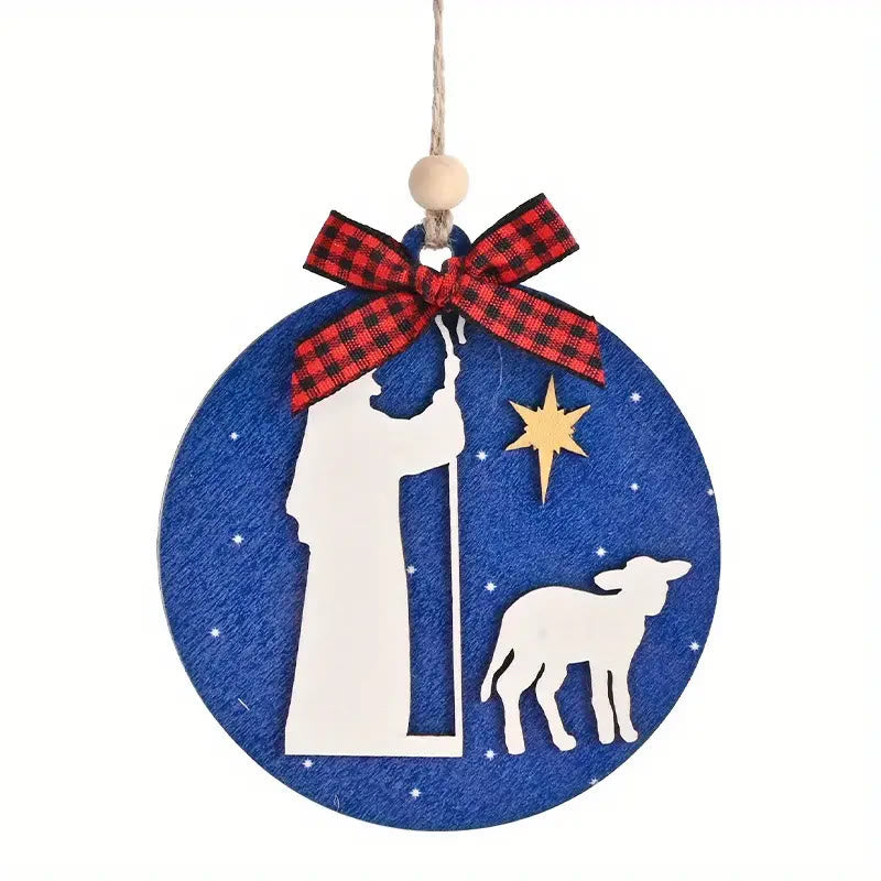 Christianartworkshop Classic Style Holy Night Shepherds Lamb Star Christmas Nativity Hanging Ornaments - Nativity Scene - image 1