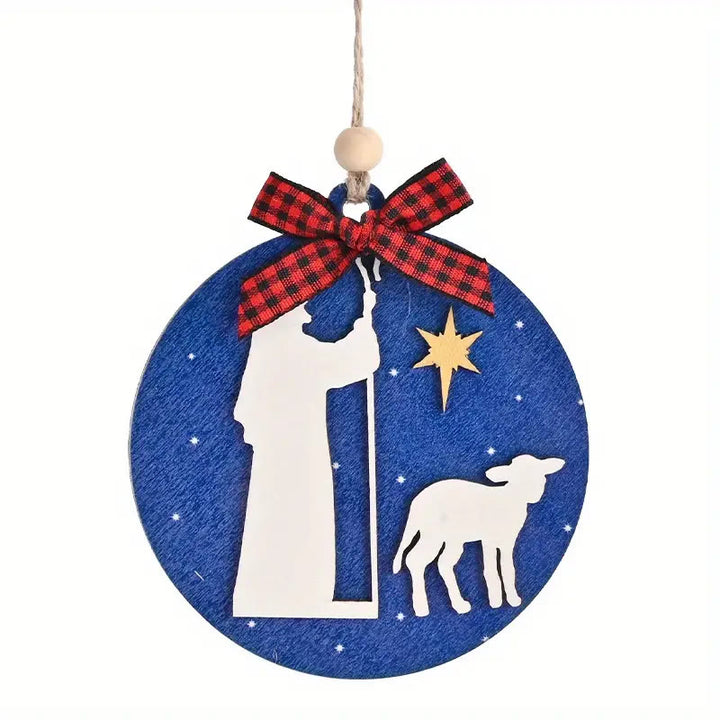 Christianartworkshop Classic Style Holy Night Shepherds Lamb Star Christmas Nativity Hanging Ornaments - Nativity Scene - image 0