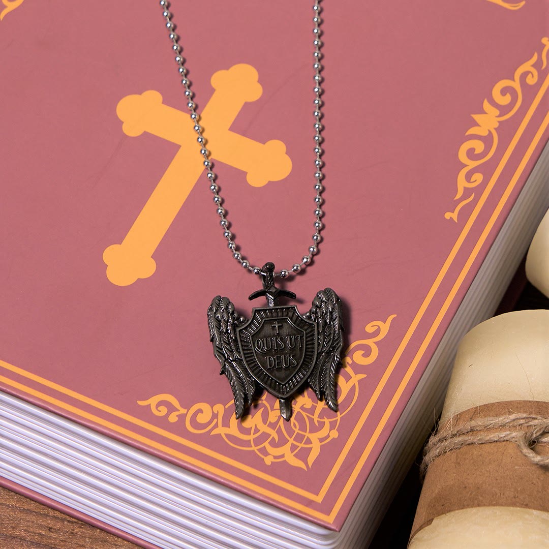 Christianartworkshop Guardian Angel Quis Ut Deus Collection Shield of Faith Necklace - Bead Chain - image 5