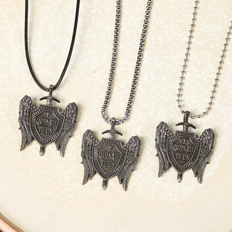 Christianartworkshop Guardian Angel Quis Ut Deus Collection Shield of Faith Necklace - image 2