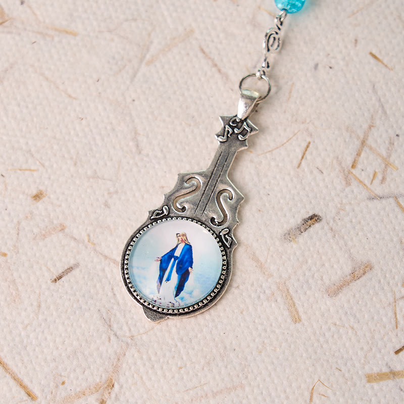 Christianartworkshop Our Lady of Fatima & Assumption of Our Lady of 8mm Round Multicolor Glass Alloy Chain Rosary - image 4