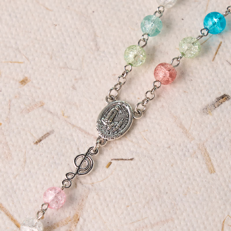 Christianartworkshop Our Lady of Fatima & Assumption of Our Lady of 8mm Round Multicolor Glass Alloy Chain Rosary - image 5