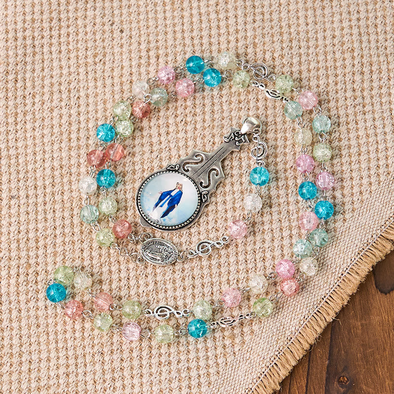 Christianartworkshop Our Lady of Fatima & Assumption of Our Lady of 8mm Round Multicolor Glass Alloy Chain Rosary - image 3