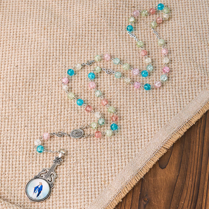 Christianartworkshop Our Lady of Fatima & Assumption of Our Lady of 8mm Round Multicolor Glass Alloy Chain Rosary - image 8