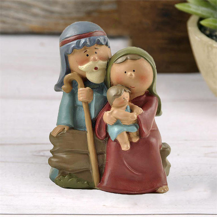 Christianartworkshop Cartoon Style Sculpture of Holy Family Resin Stereoscopic Desktop Ornaments - Holy Family - image 1