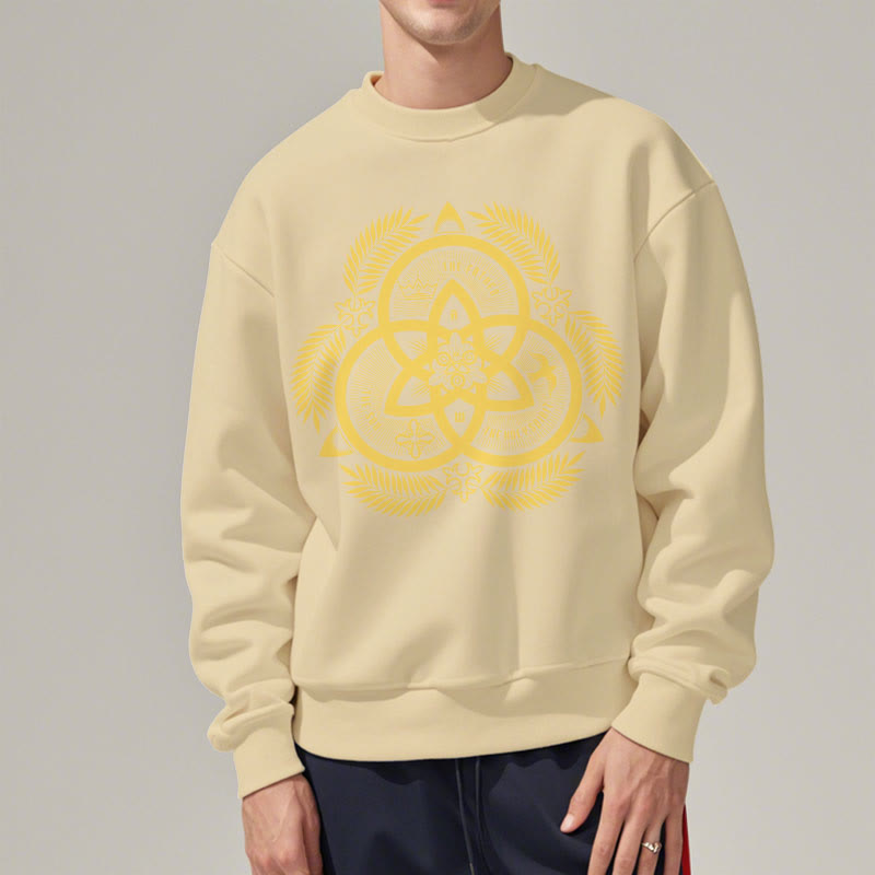Christianartworkshop Classic Style Divine Unity Gold Sacred Emblem Fleece Lined Polyester Sweatshirt - image 19