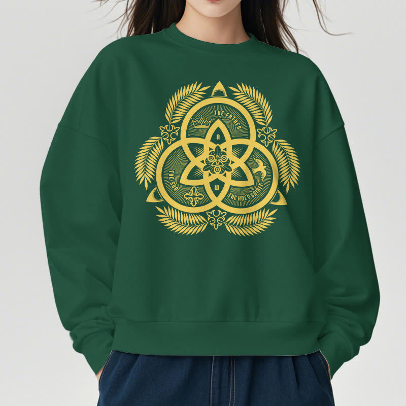 Christianartworkshop Classic Style Divine Unity Gold Sacred Emblem Fleece Lined Polyester Sweatshirt - image 3