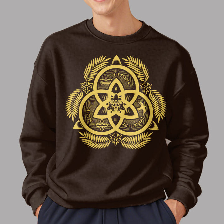 Christianartworkshop Classic Style Divine Unity Gold Sacred Emblem Fleece Lined Polyester Sweatshirt - image 22
